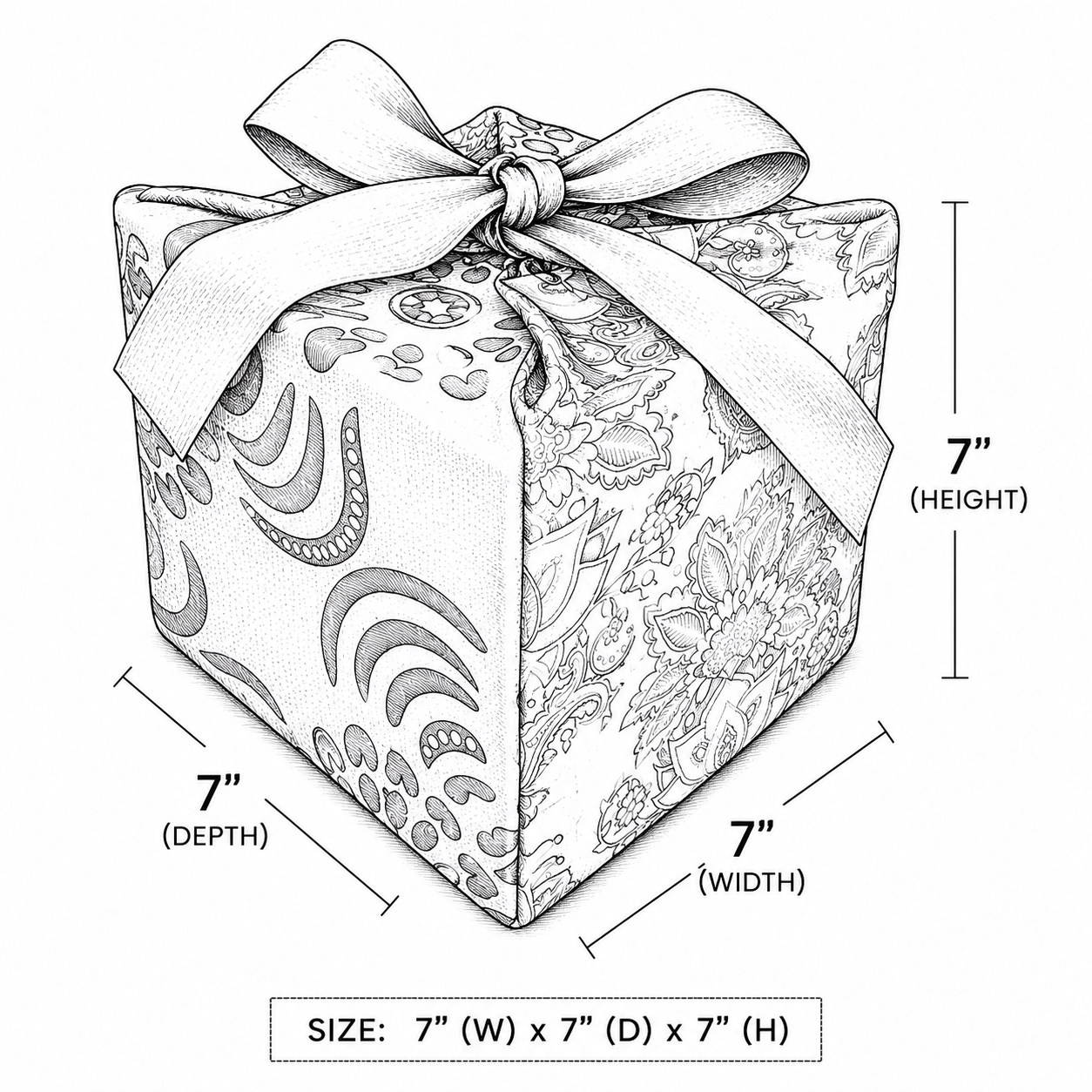 Fabric gift box dimensions 7x7x7