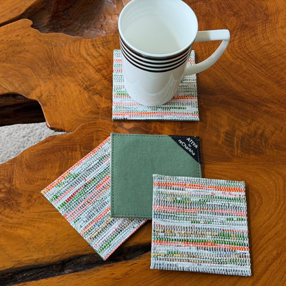 Upcycled Handwoven Coasters (Set of 4) – Stylish & Sustainable
