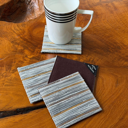 Upcycled Handwoven Coasters (Set of 4) – Stylish & Sustainable