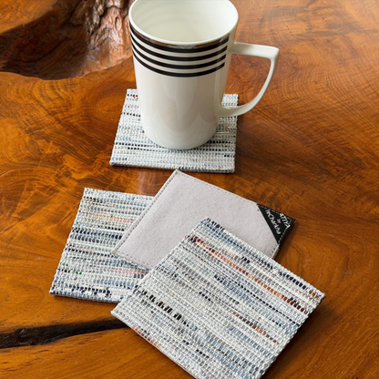 Upcycled Handwoven Coasters (Set of 4) – Stylish & Sustainable