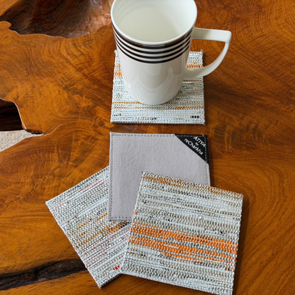 Upcycled Handwoven Coasters (Set of 4) – Stylish & Sustainable