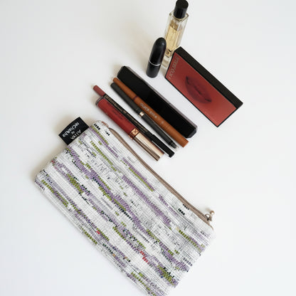 Upcycled Handcrafted Compact Zippered Pouch - Makeup Organizer.