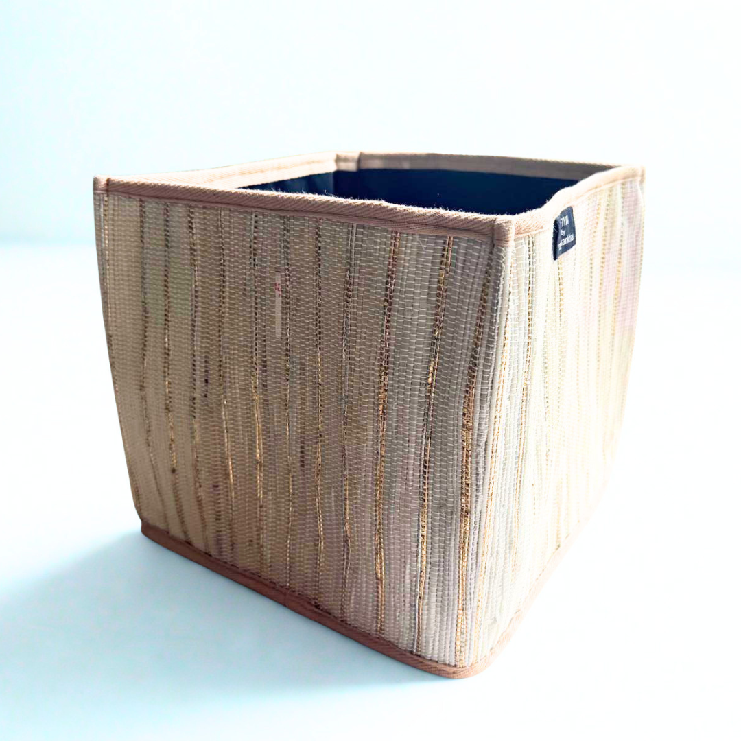 Upcycled Handwoven Storage Basket (Medium) – Collapsible, Stylish & Multi-Functional