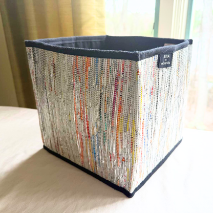 Upcycled Handwoven Storage Basket (Medium) – Collapsible, Stylish & Multi-Functional