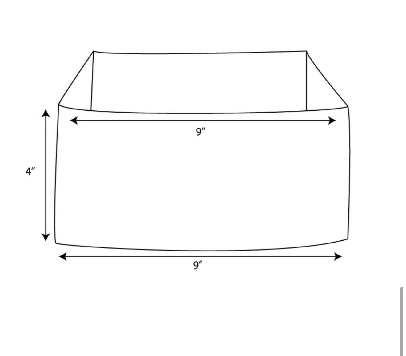 Storage box measurement with dimensions 4 inches by 9 inches.