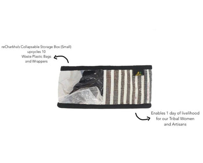 Collapsible storage box indicating its use and impact on livelihoods.