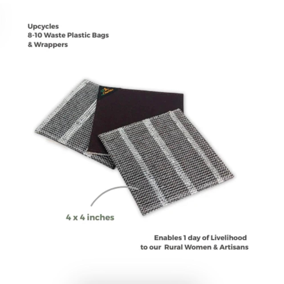 Upcycled Handwoven Coasters (Set of 4) – Stylish & Sustainable