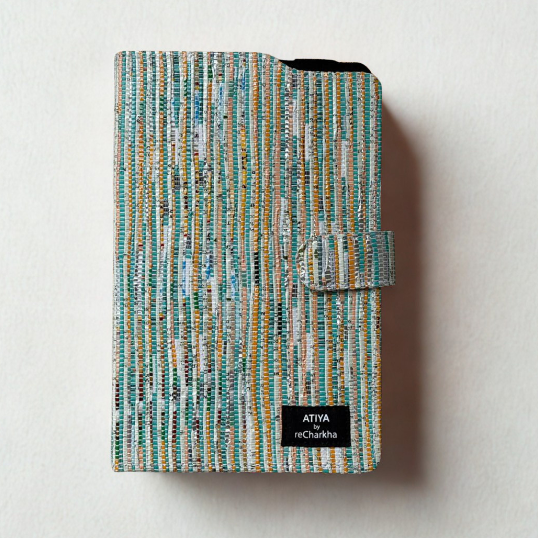 Upcycled A5 Diary Cover with Notebook – Handwoven & Personalizable