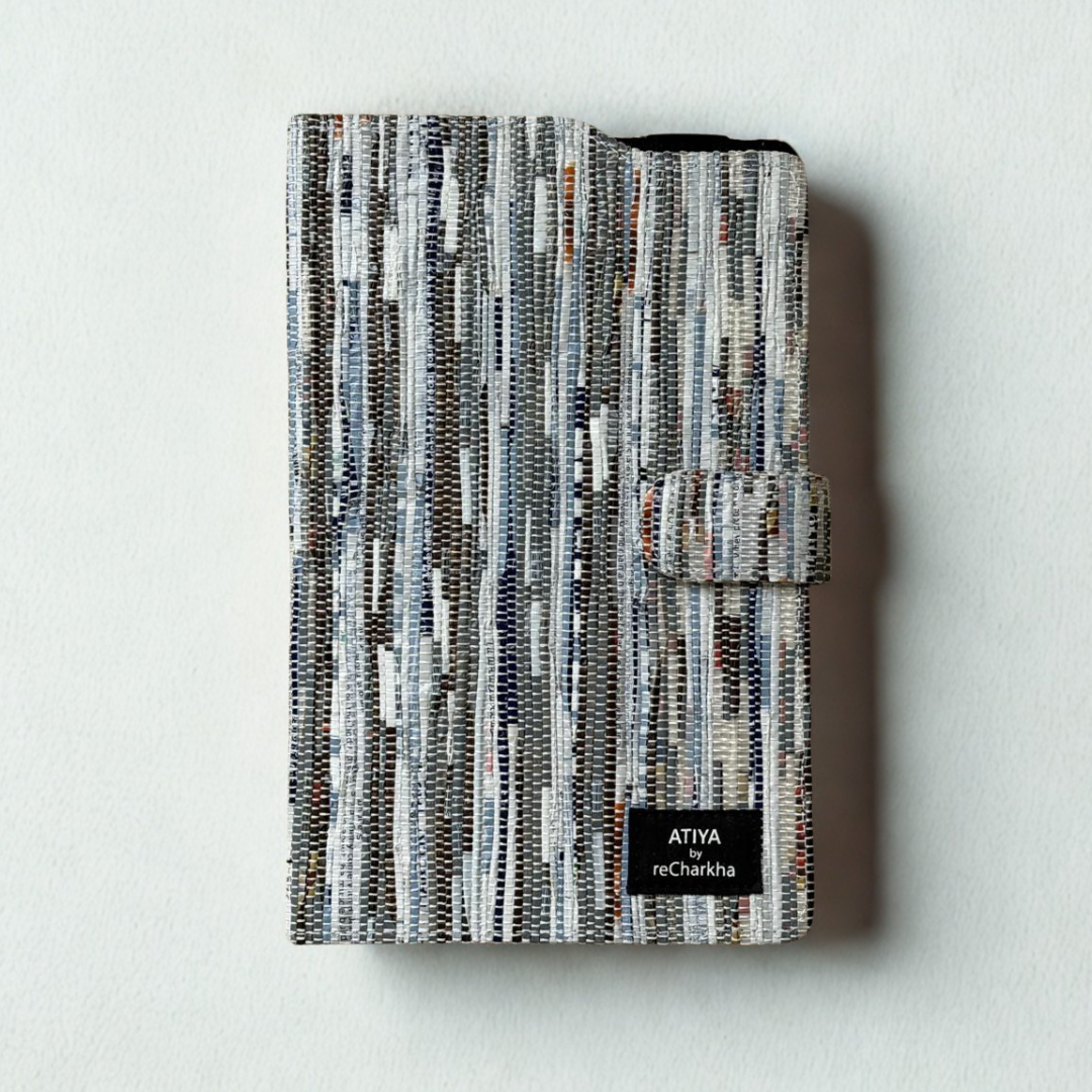 Upcycled A5 Diary Cover with Notebook – Handwoven & Personalizable