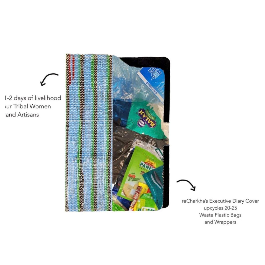 Upcycled A5 Diary Cover with Notebook – Handwoven & Personalizable