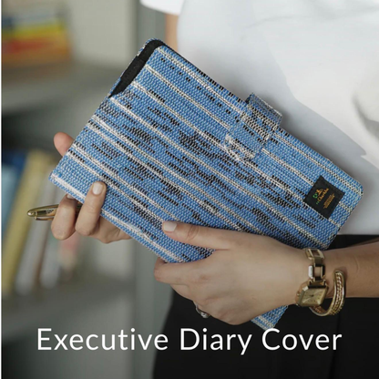 Upcycled A5 Diary Cover with Notebook – Handwoven & Personalizable