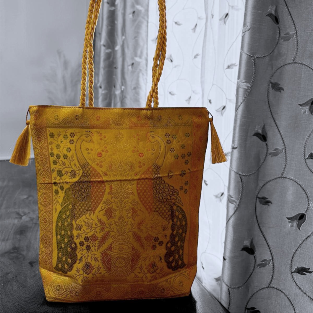 Banarasi Silk Gift Bags | Assorted Colors (11.5x12x3")