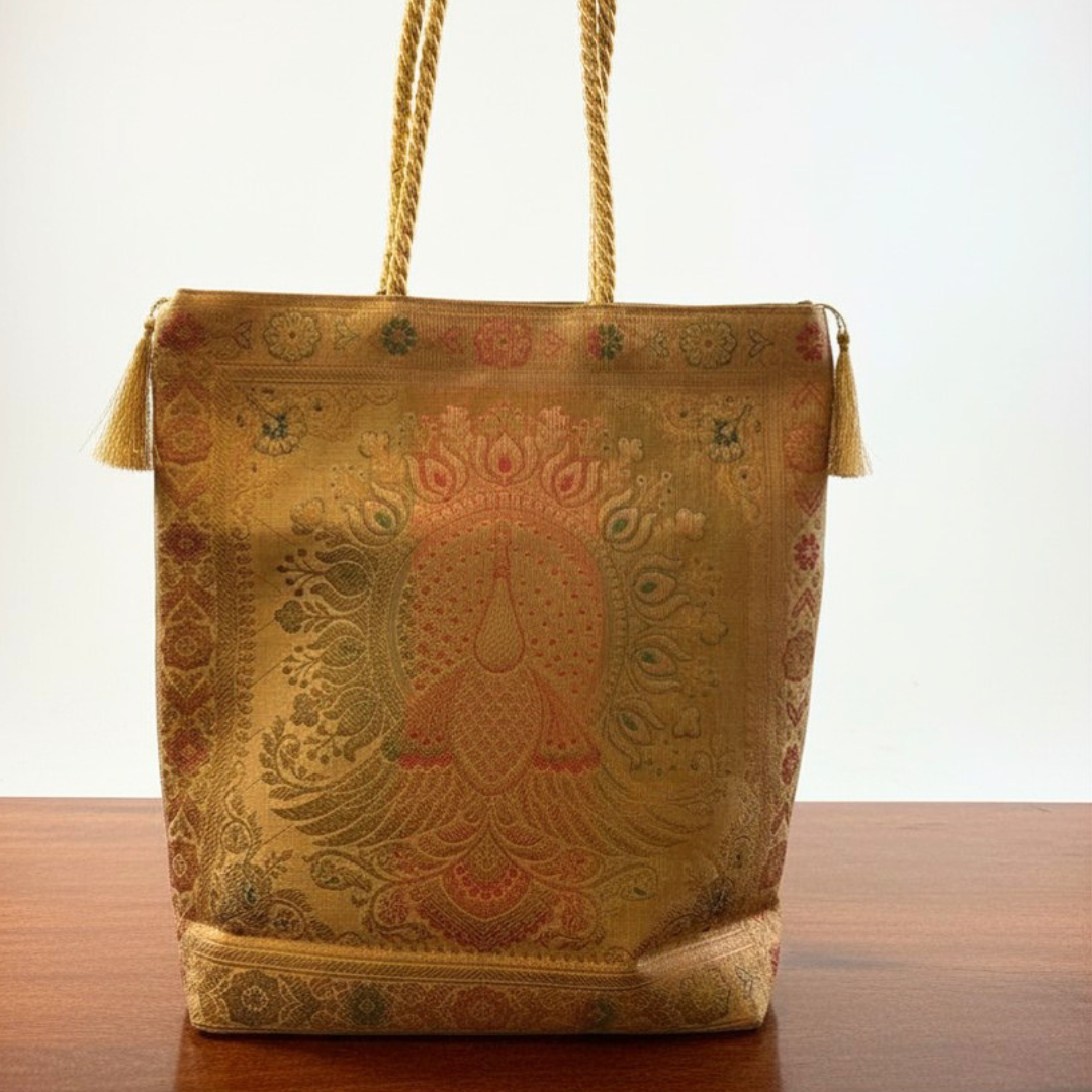 Banarasi Silk Gift Bags | Assorted Colors (11.5x12x3")