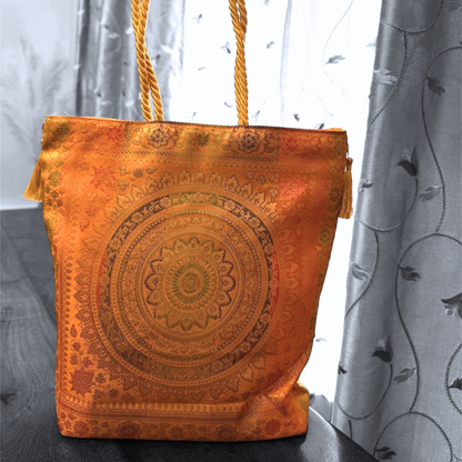 Banarasi Silk Gift Bags | Assorted Colors (11.5x12x3")