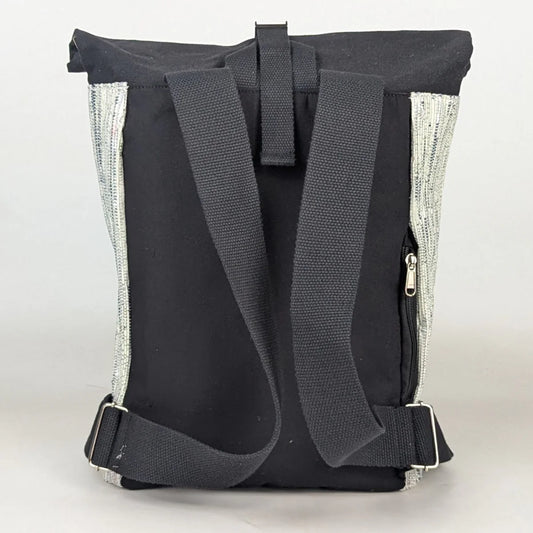 Back side of Upcycled Handcrafted Spartan Backpack