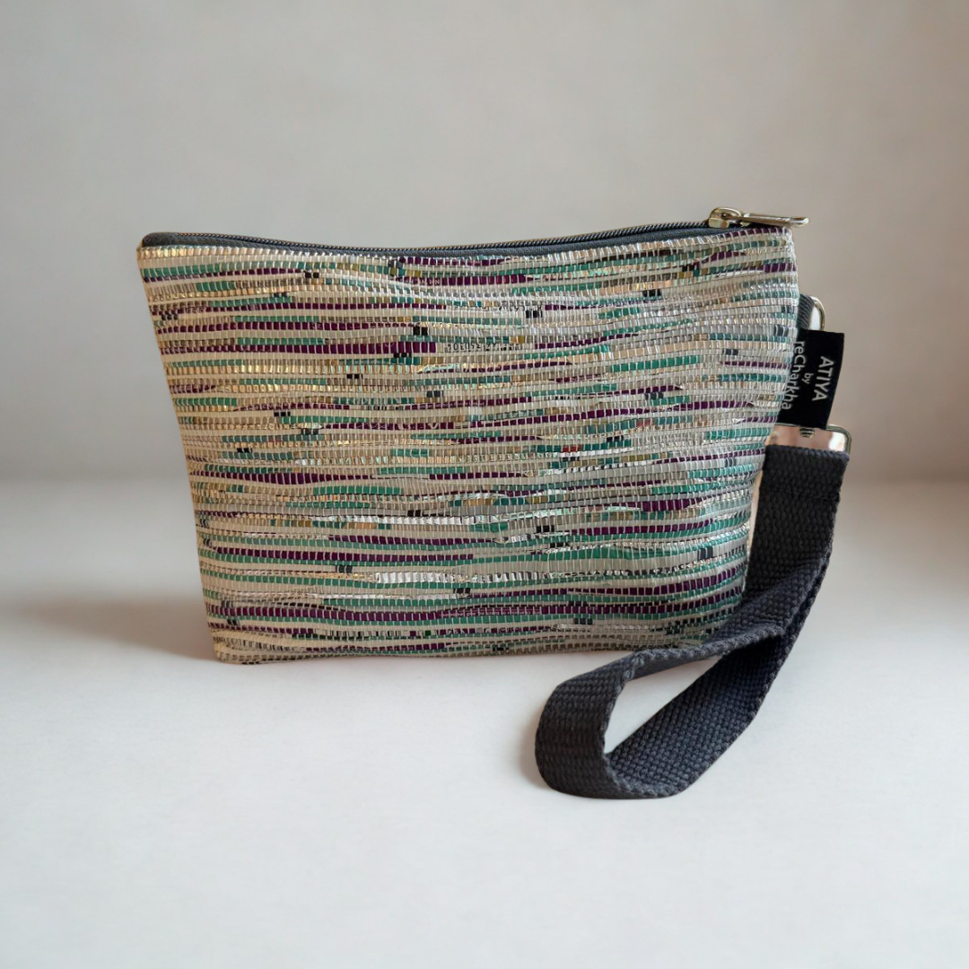 Upcycled Wristlet – Handwoven, Compact & Eco-Friendly