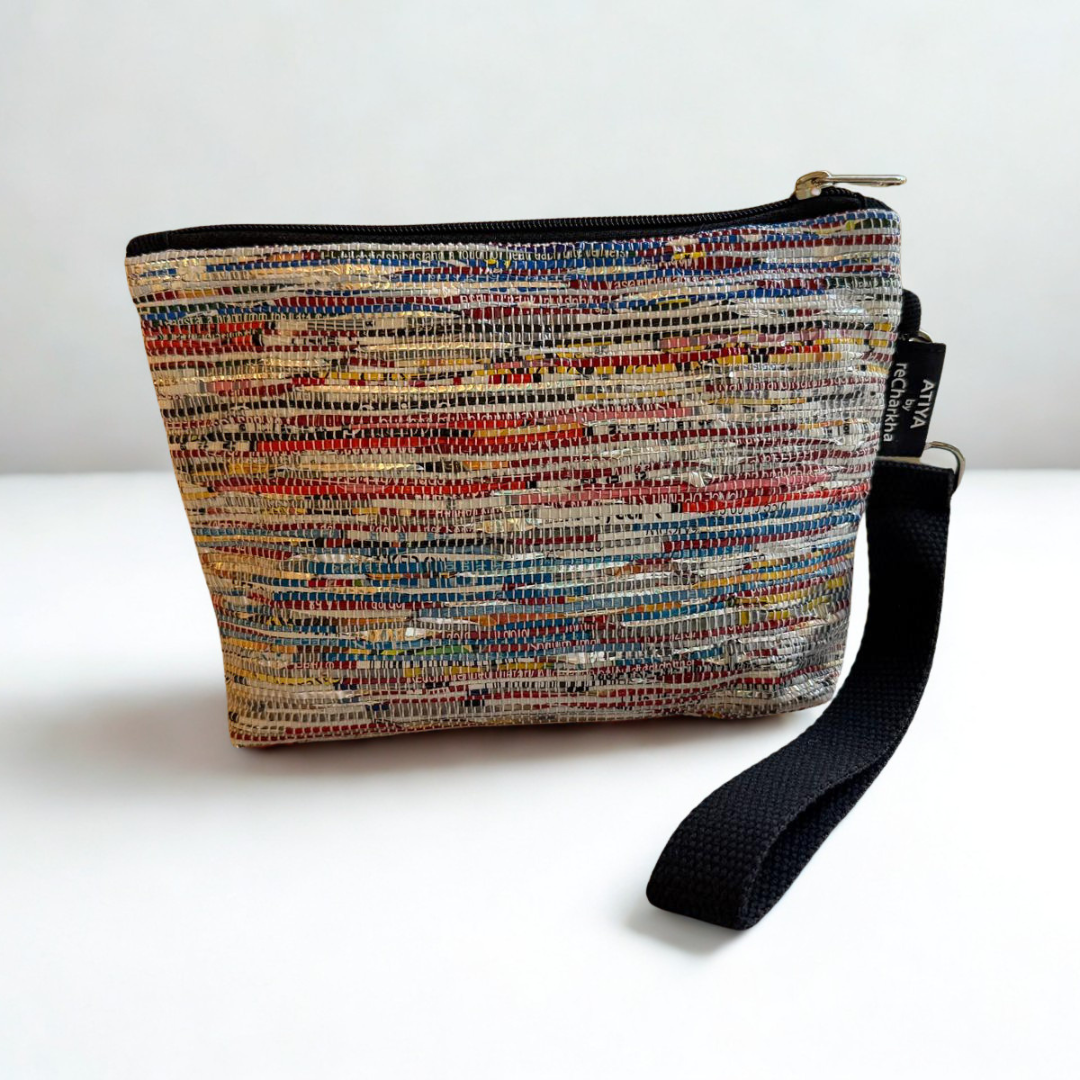 Upcycled Wristlet – Handwoven, Compact & Eco-Friendly