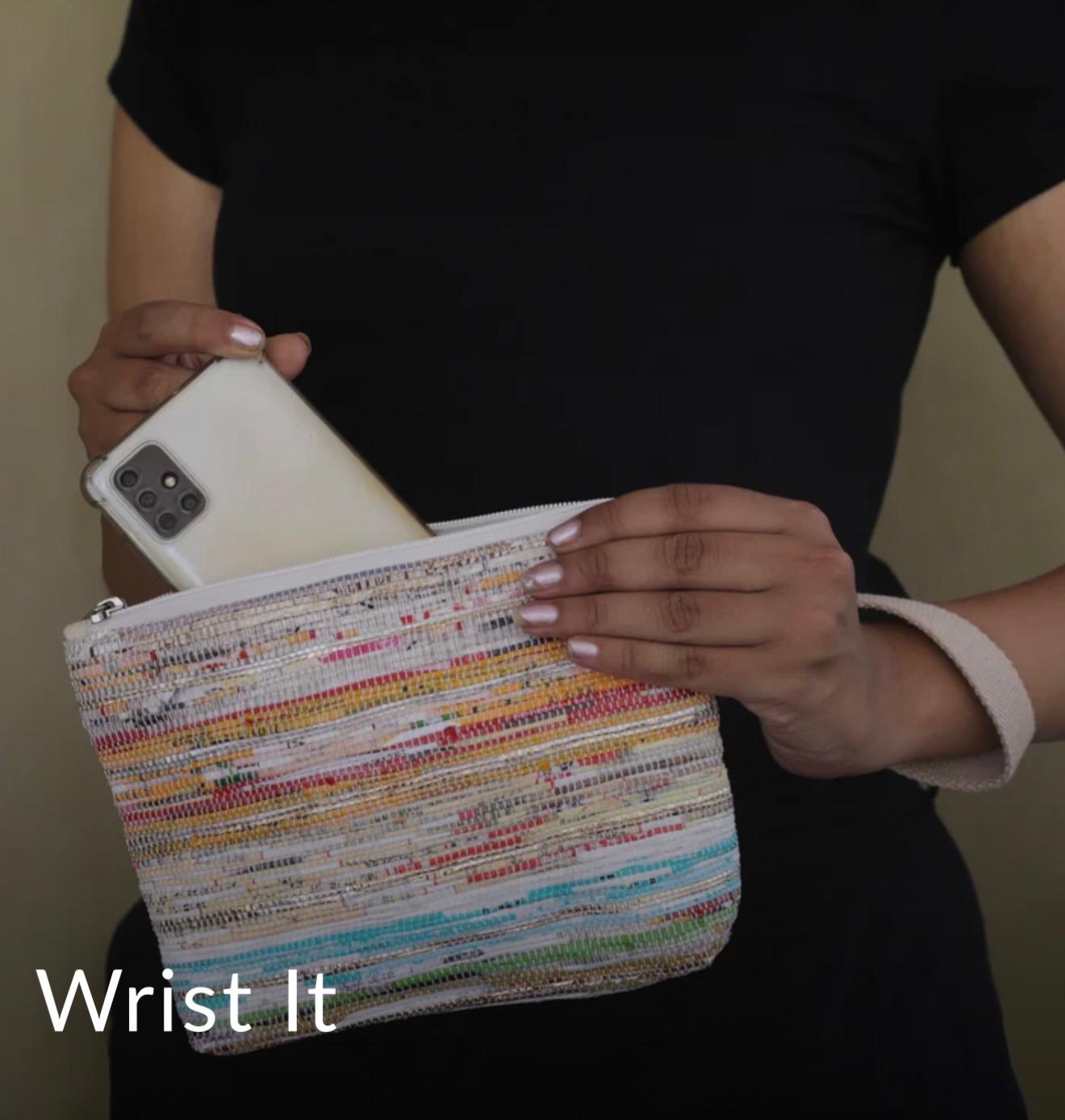 Upcycled Wristlet – Handwoven, Compact & Eco-Friendly