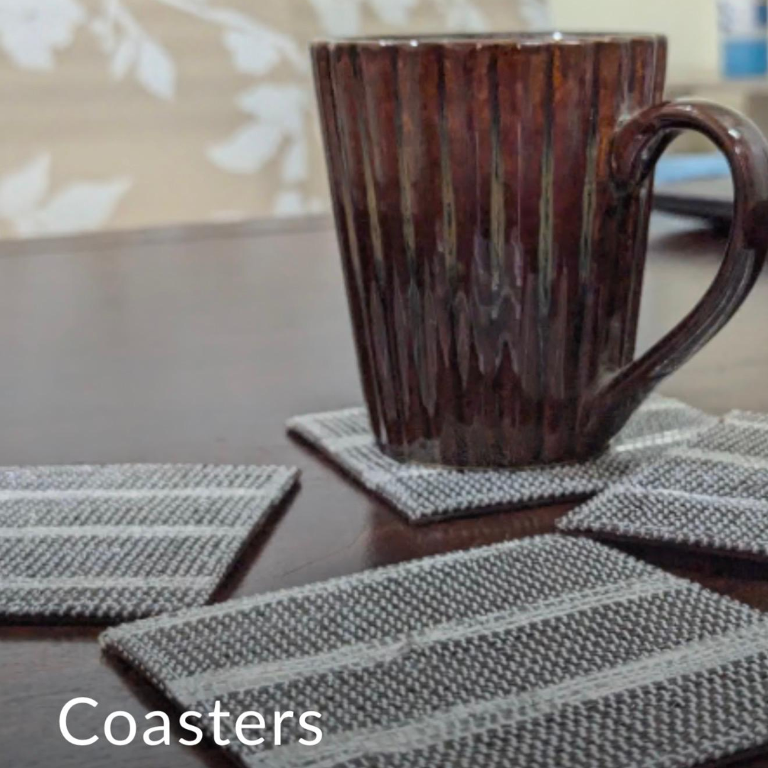 Upcycled Handwoven Coasters (Set of 4) – Stylish & Sustainable