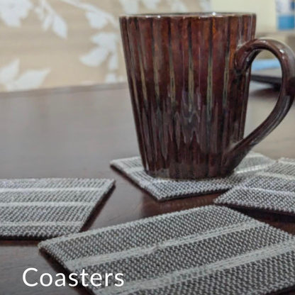 Upcycled Handwoven Coasters (Set of 4) – Stylish & Sustainable